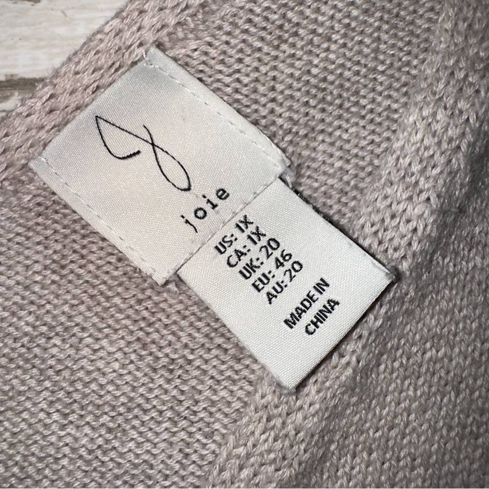Joie Women’s 1X Short Sleeve Lightweight Knit Sweater Top‎ Beige Cotton V-Neck - Picture 6 of 10